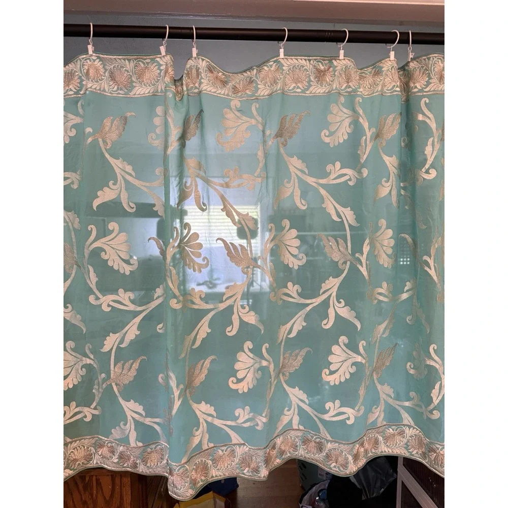 Indian Blue Silver Embroidery Resham Gotta Doppata Large Size 92 X 40